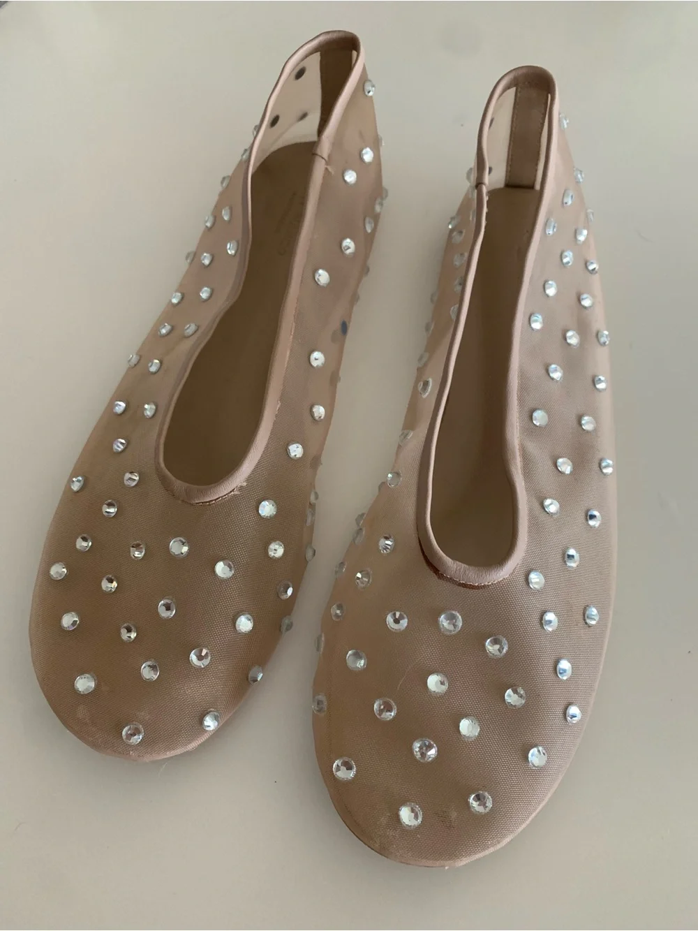 Tony Bianco Nude Crystal-Embellished Ballet Flats